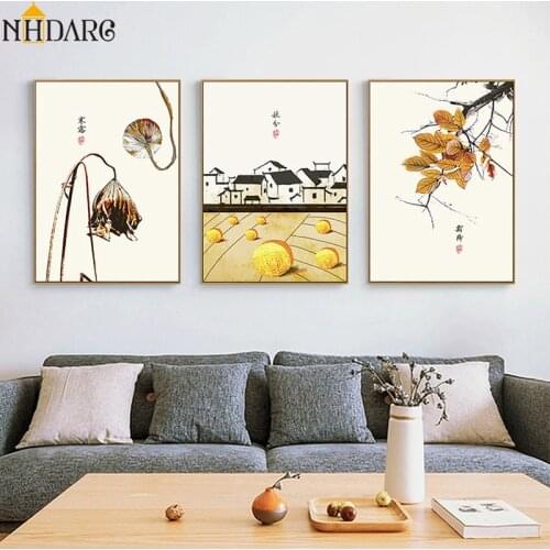 Modern New Chinese Solar Term Scenery Art Posters and Prints Canvas Painting Wall Pictures for Living Room Home Decor