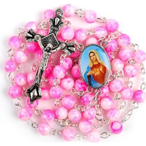 Catholic Rosary Light Blue Colors Round Blue Glass BeadsLoose Spacer Round Beads for Jewelry Making