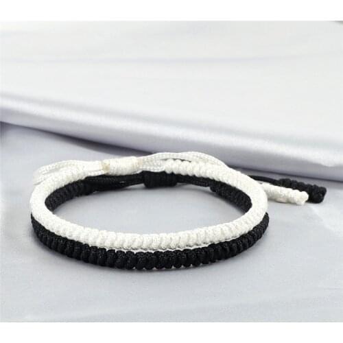 Classic 2pcs Handmade Weave Bracelet Women Tibetan Buddhist White Black Knots Rope Charm Bracelets & Bangles Adjustable Jewelry