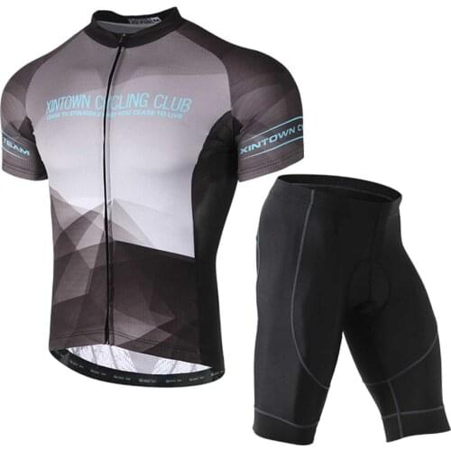 Short Sleeve Cycling Jersey Set Mens Breathable Bicycle Wear Racing Biking Quick Dry Mesh Print Gel Pad Clothes for Summer