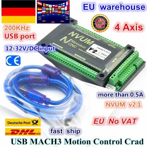 EU 4 Axis NVUM CNC Controller 200KHZ MACH3 USB Motion Control Card for CNC Engraving Stepper Motor Servo motor from RATTM MOTOR