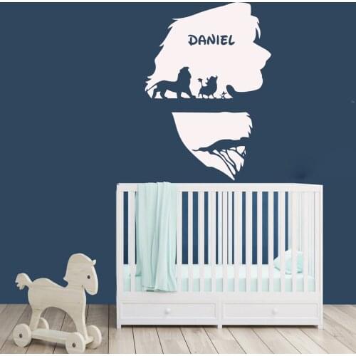 Hot Sale Lion King Stickers Custom Name Pvc Wall Sticker Wall Art Paper Decor For Children Bedroom Vinyl Mural Wall Decals