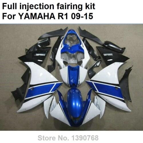 Injection molded fairings for Yamaha YZF R1 09 10 11 12 13 14 15 white blue black fairing kit YZFR1 2009-2015 BN01