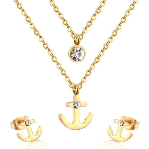 LUXUKISSKIDS Arrow 316L Stainless Steel Double Necklace Earring Wedding African Dubai Jewelry Set For Women Girl Jewellery sets