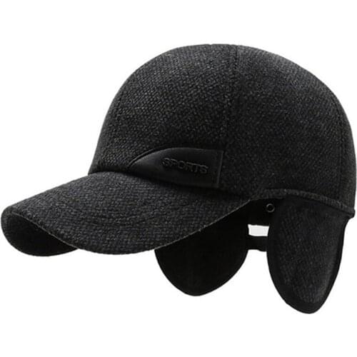 Adjustable Size Mens Warm Baseball Caps 2020 New Winter Thick Earmuff Hat For Men Snapback Cap Cotton Letter Sports Cap Dad Hat