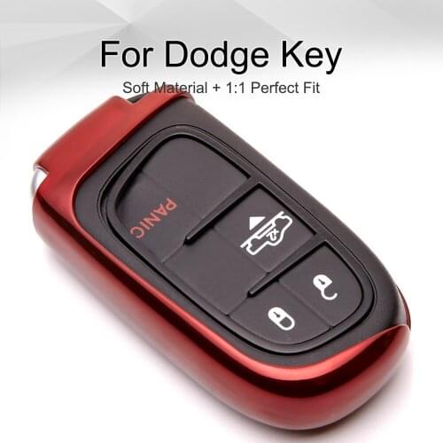 NEW Key Case Fob Cover For Dodge Ram 1500 Caliber Challenger Journey Durango Charger Nitro Car Key Chain Ring Soft TPU Key Shell