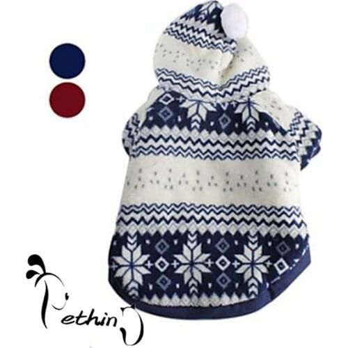 Dog Hooded Coat For Small Dogs Winter Clothing Dog Coat Blue Pink Hooded Dog Winter Coat For Christmas Pet Products