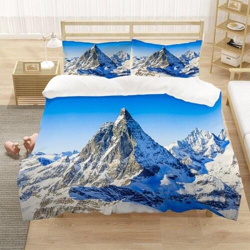 Scenery Snow Moutain Sky 3D Luxury Comforter Bedding Set Duvet Cover Sets King Queen Double Full Single Size Home Dropship
