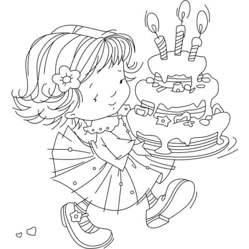 10x8 Girl holding birthday cake New Transparent Clear Rubber Stamp Sheet Cling Scrapbooking Photo Album PaperCard DIY Craft