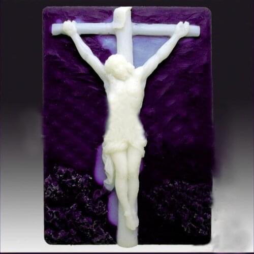 PRZY Silicone Mold Soap Molds Jelly Candy Mould Silicone Forms Candle Soap Aroma Mold Jesus Tied to The Cross Silica Gel 001