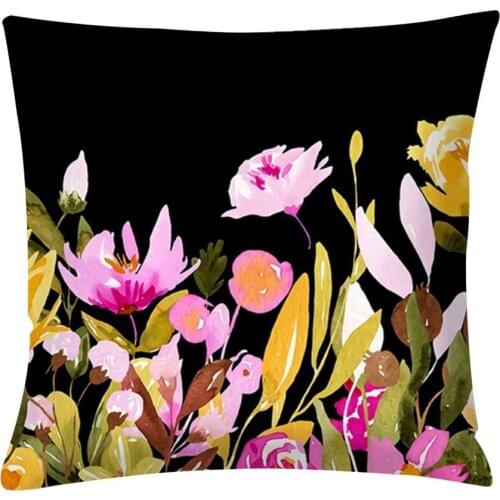Colorful Flower Pillowcase Throw Cushion Padding Cover Polyester Square Headrest