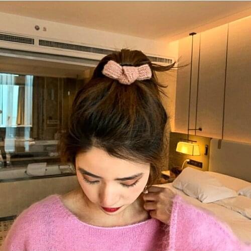 Korean Style Wool Butterfly Shape Bowknot High Elastic Hair Band Pony Tail Hair Rope Hair Accessories Girls Women Students