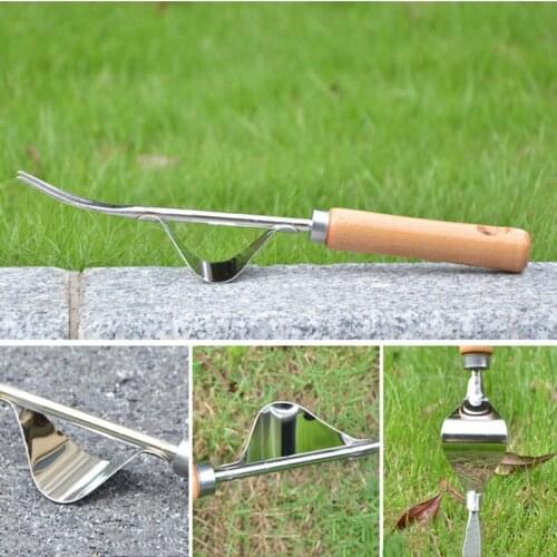 Outdoor Hand Tool Multifunction Stainless Steel Farmland Puller Dandelion Digging Lawn Weeder Transplant Wooden Handle Garden