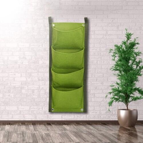 4 Pocket Vertical Greening Hanging Wall Outdoor Garden Grow Plant Bags Planter