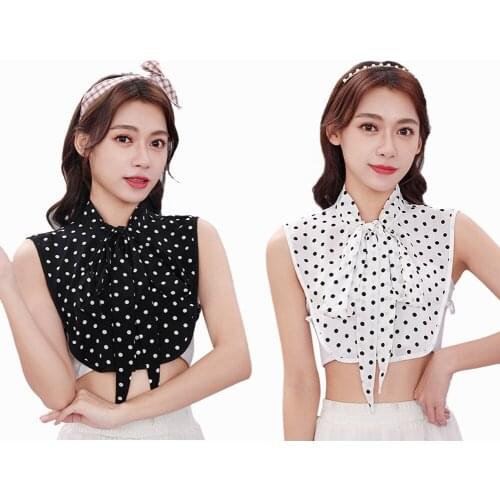 Ruffles Fake Collar Shoulder Wrap Adjustable Polka Dot Fake Collar Removable Chiffon Blouse False Collar Top Decor
