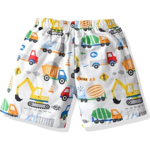 Summer Toddler Kids Shorts Fashionable Cartoon Car Print High Waist Shorts Newborn Casual Pants Infant ClothesGirls Boys
