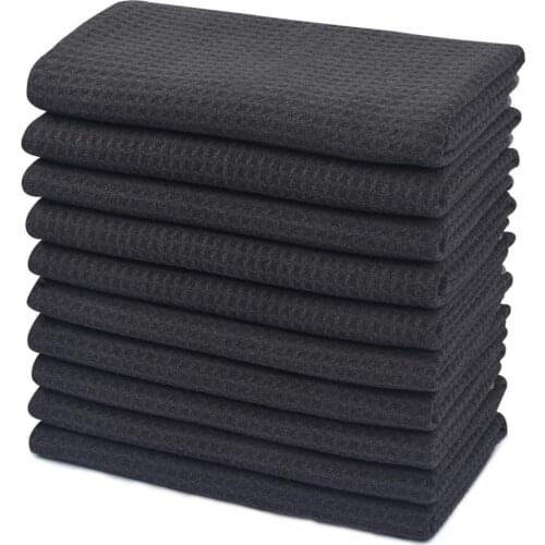 SINLAND Home Microfiber Dish Drying Towel Waffle Weave Dishcloth Kitchen Dish Wash Cloth Ultra Absorbent 40cmX60cm 10 Pack White