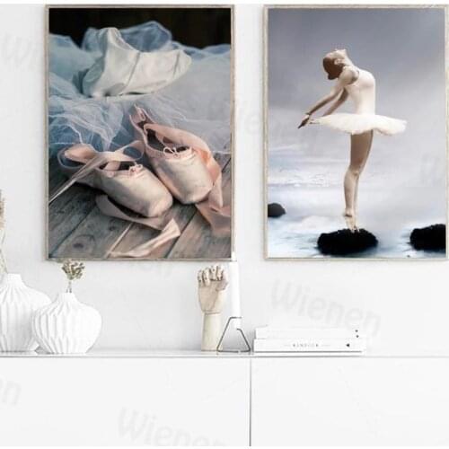 Nordic Modern Wall Art Ballet Shoes & Elegant Ballerina Posters and Prints Photo Wall Decoration Painting Girls Room Dance Room