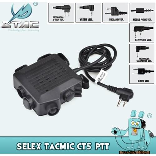 Z Tac PTT Adapter SELEX TACMIC CT5 PTT Topcom Motorola Midland Yaesu Tactical PTT Tactical Accessories Z133