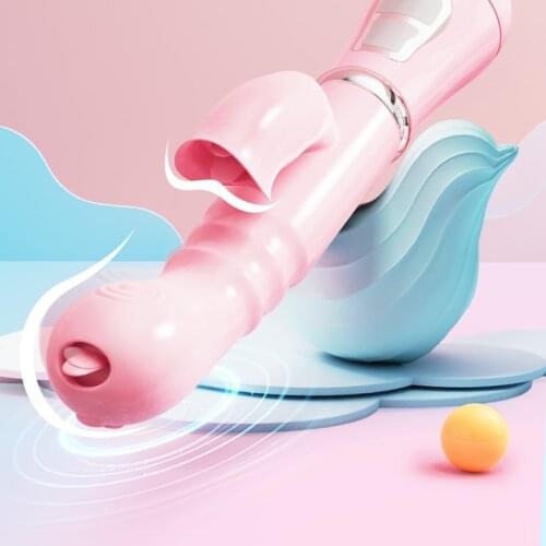 Tongue Licking Vibrating Dildo Telescopic Swing Heating Fidget Pink Rabbit Vibrator Adult Product Sex Toys For Women Masturbato