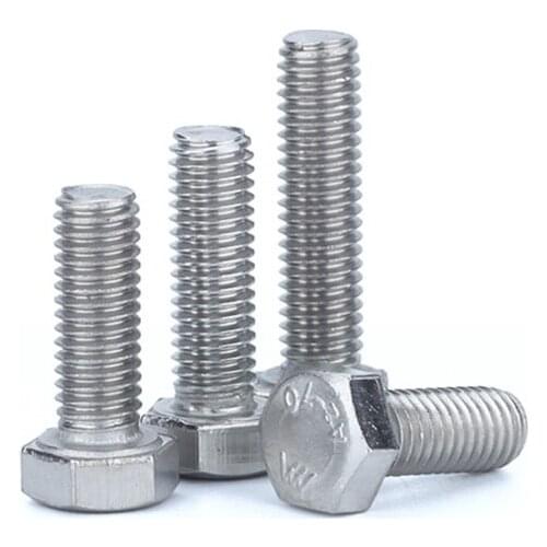 50pcs 304 stainless steel cold heading hex head screw GB30 bolt DIN933 screw M8*12-8*60