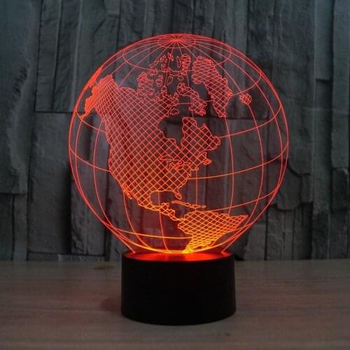 2017 foreign trade America Europe 3D globe colorful visual touch charging LED colorful Nightlight gradient