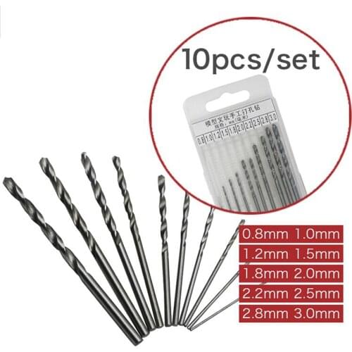 10pcs/set 0.8MM-3.0MM high quality HSS Round handle High Speed Steel Twist Drill bit metal,wood,Pearl, jade drilling tool