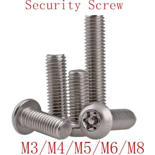 Security Screw M3 M4 M5 M6 M8 A2 Stainless Steel Torx Button Head Tamper Proof Security Screw Screws