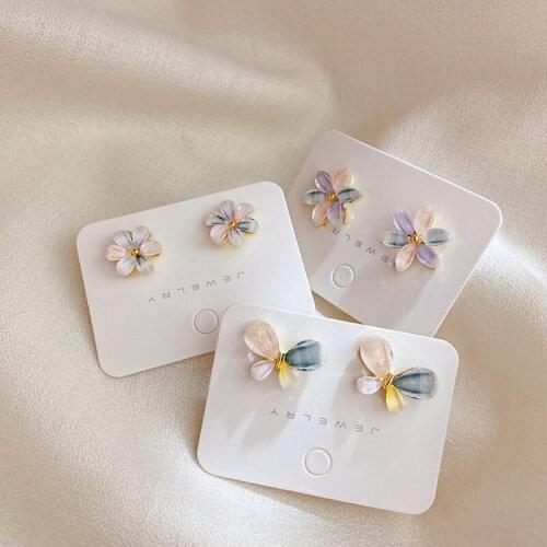 Korean Style Colorful Crystal Flower Butterfly Stud Earrings For Women 2020 Fashion Jewelry pendientes mujer