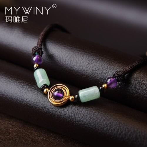 Original purple crystal Aventurine necklace women vintage jewelry,New ethnic collar necklace, nature stones chokers necklaces
