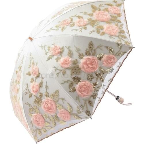 Princess Umbrella Sunshade Lace Anti-sunshine ombrelle Anti-ultraviolet Rubber Sunumbrella Sunshine and Rain Dual-purpose