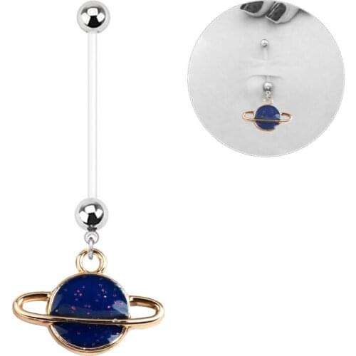 1pc Charming Belly Button Rings Surgical Steel Pregnant Navel Piercing Moon Dangling Hand Belly Body Jewelry 14g