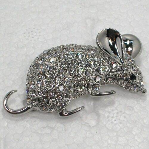 12pcs/lot Wholesale Mice Mouse Rhinestone Pin brooches C101940