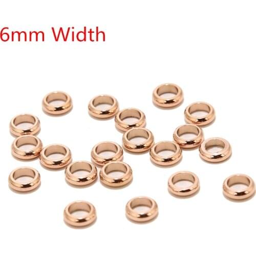 20pcs Stainless Steel 6mm Width Rose Gold Tone Large Hole Spacer Beads Jewelry Findings Accessories beads gold For DIY Making