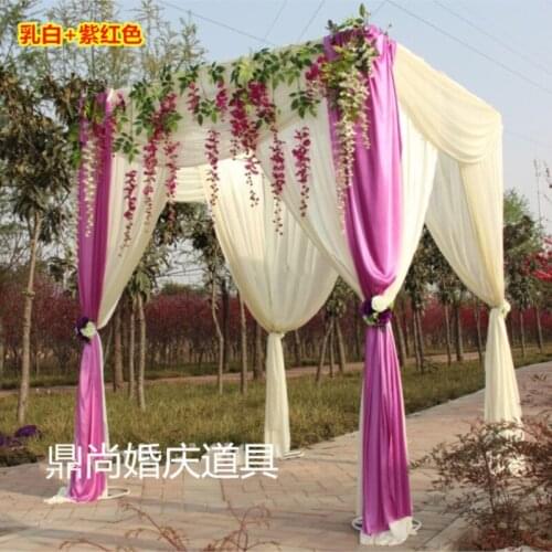3M*3M*3M cream with voilet color square canopy drape wedding decoration supply,Including Drape and Stand
