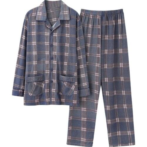 4XL Plus Size Men Pajamas Sets long Sleeve Male Pajama Set Mens 100% Cotton High Quality Pajamas For Men Sleepwear Suit Homewear