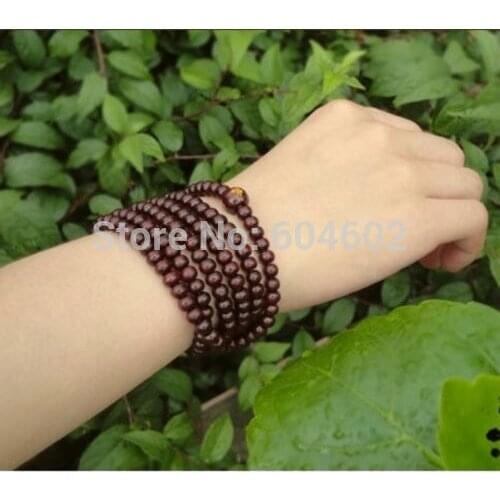 5mm Tibet Buddhism 216 red Sandalwood Buddha Mala