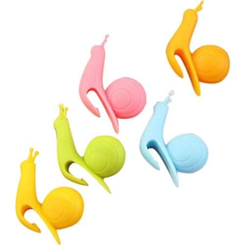 5Pcs Tea Bag Holder Cute Snail Shape Soft Silicone Cup Mug Hanging Tool Gift