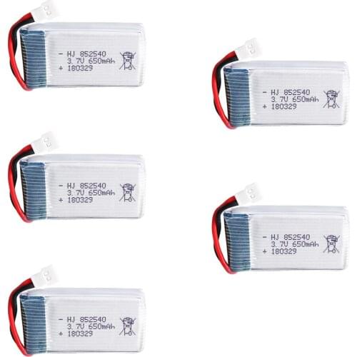 5pcs/lot 3.7V 650mAh 30C lipo battery For Syma X5C-1 X5C X5 X5SC X5SW X6SW H9D H5C LiDiRC L15FW RC Drone parts battery 852540