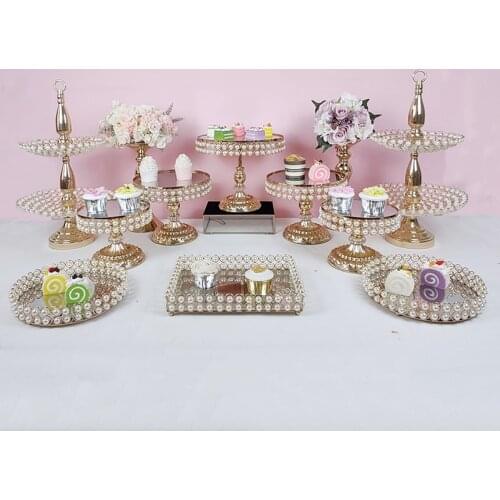3pcs-12pcs Mirrors Cake Stand Decorating Wedding Cupcake pearl cake stand suit