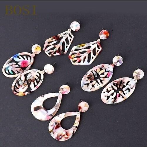 Acrylic Earrings For Women Bohemian Resin Geometric Earings Boho Fashion Jewelry Big Long Trendy Statement Handmade New Colorful