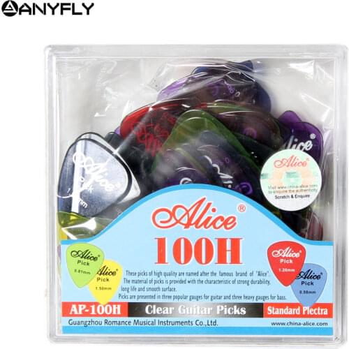 Free Shipping Alice AP-100H 100pcs Clear Transparent Guitar Picks Assorted Thickness Wholesales