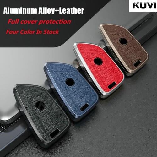 Aluminum Alloy Leather Car Key Case Cover for BMW X1 X3 X4 X5 F15 X6 F16 G30 7 Series G11 F48 F39 520 525 f30 118i 218i 320i