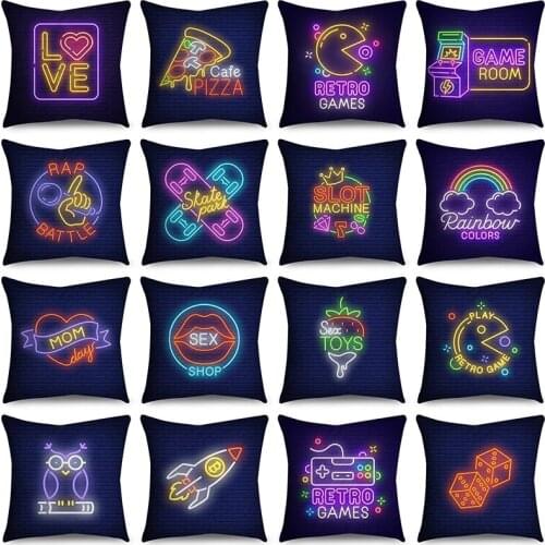 Neon text pillow case 45 * 45cm polyester bohemian home soft decoration cushion cover sofa chair pillowcase coussin canapé luxe