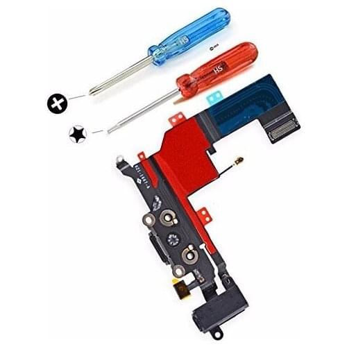 For iPhone 5S Dock Connector USB Charging Port Flexcable White black incl. 2 x screwdriver for easy installation by MMOBIEL