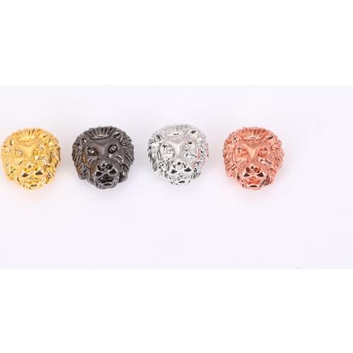 HYHONEY Cubic Zircon DIY For Bracelet Micro Pave Zircon Brass Lion DIY Jewelry 4 Color Beads & Jewelry Making Accessories