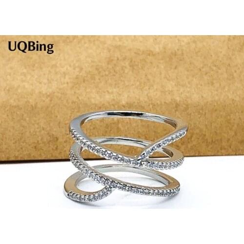 Handmade Quality Silver Crystal Wedding Layer Rings For Women Engagement Jewelry