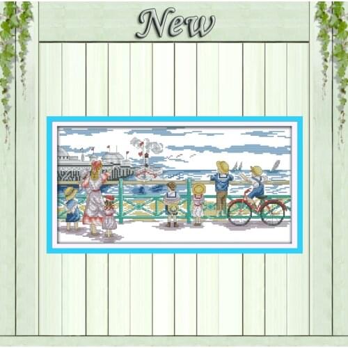 Seeing the sea home decor paintings counted printed on canvas DMC 14CT 11CT Chinese Cross Stitch Needlework Sets Embroidery kits