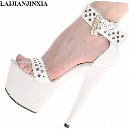 LAIJIANJINXIA Grade Custom-made Rivets Design Ankle-Strap Super 15cm High Heel Shoes Sandals, Dress Shoes, Party / Wedding Shoes