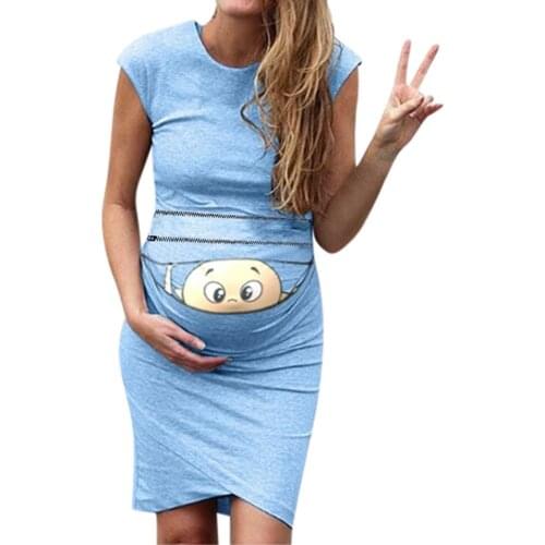 Summer Dresses For Pregnant Women maternity dresses Baby Print Pregnant Maternity Props Bodycon Casual Dresses Woman clothing